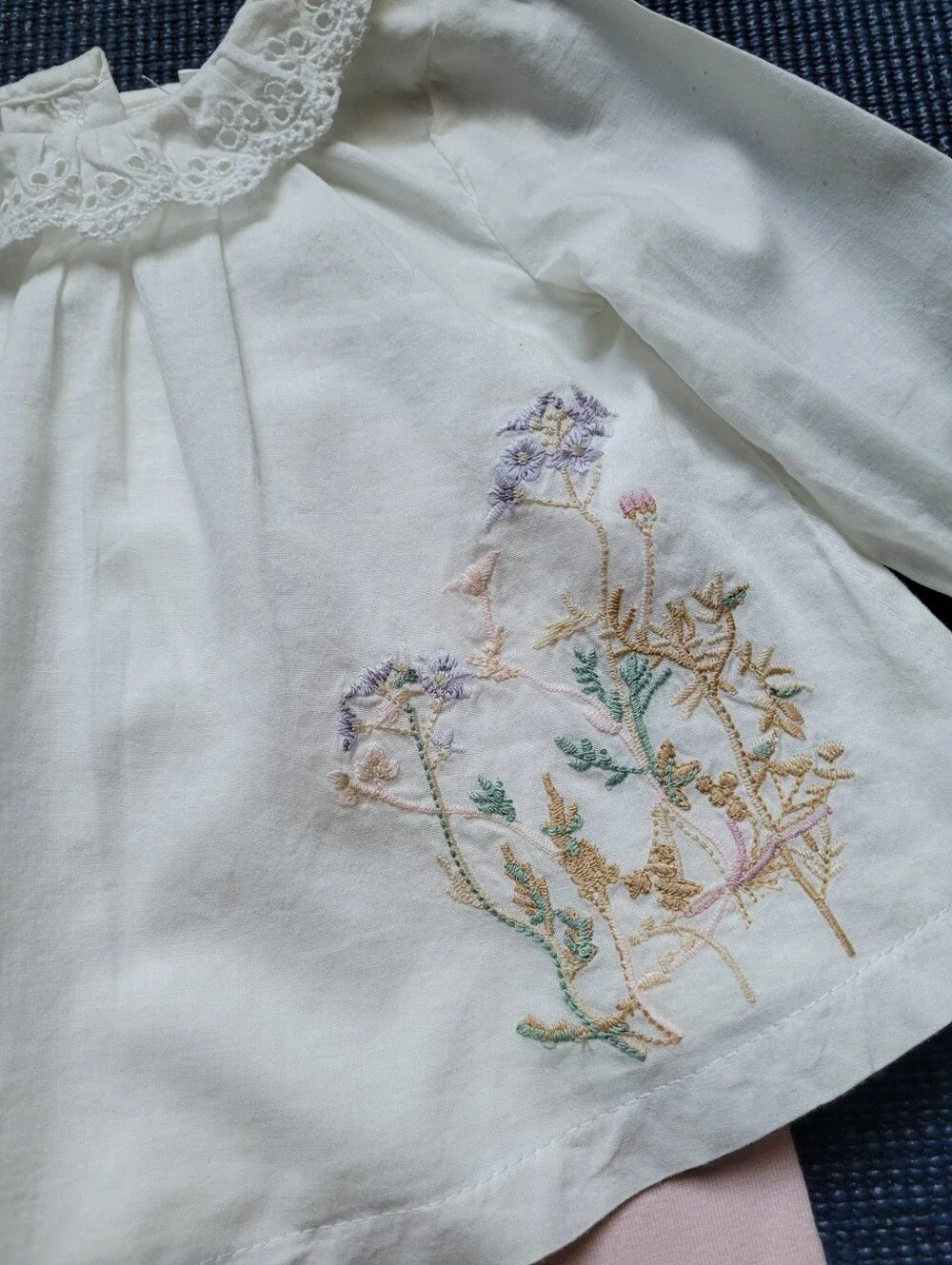 *next baby*Ivory Lace Collar Top with *baby GAP*Pink Leggings Set- 0-3 mth